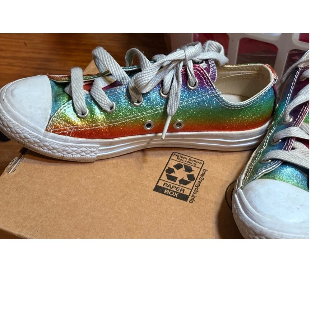 Converse Chuck Taylor All Star Rainbow Glitter Low Top Sneakers 665534C Kids 2